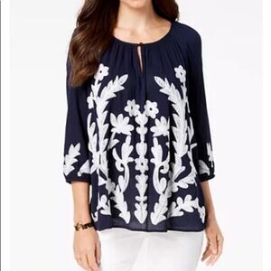 Charter Club Embroidered Top Womens size XS NWT